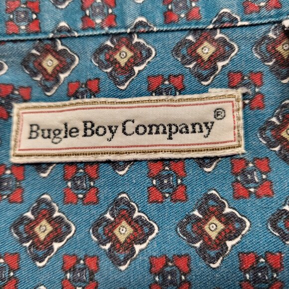 Vintage Bugle Boy Mens Shirt Button Up XXL Geometric All Over Print Short Sleeve - Picture 4 of 14